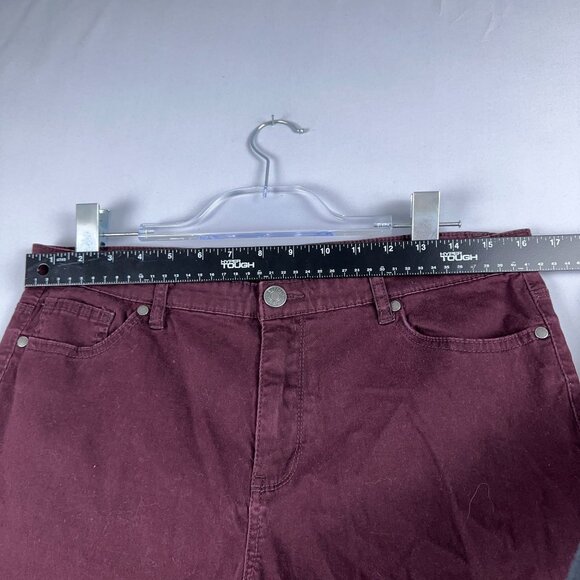 Buffalo David Bitton Hope Skinny Jeans Womens Size 12/32 Mid Rise Stretch Maroon - Picture 10 of 15